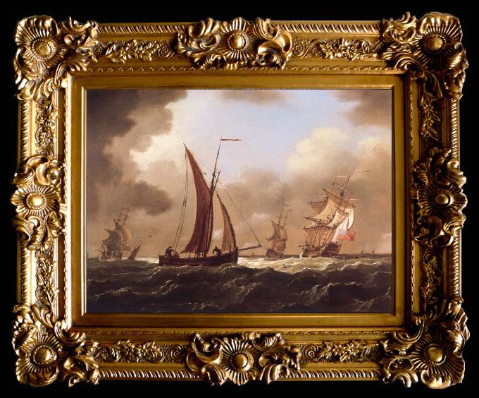 framed  Francis Swaine Small craft at sea in a stiff breeze, Ta012